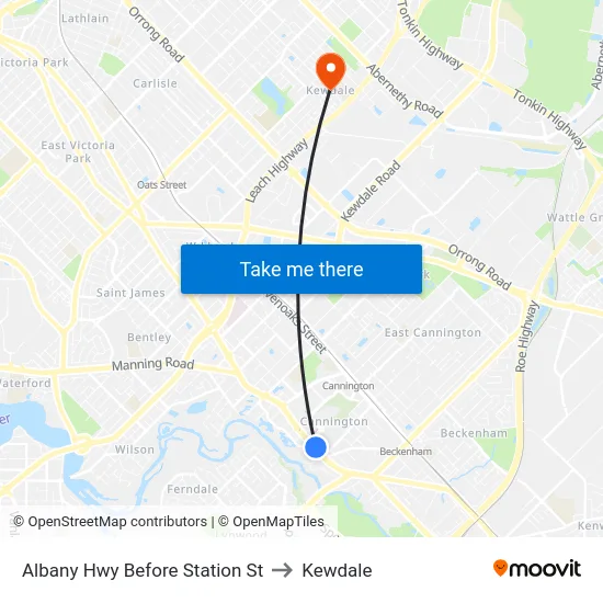 Albany Hwy Before Station St to Kewdale map