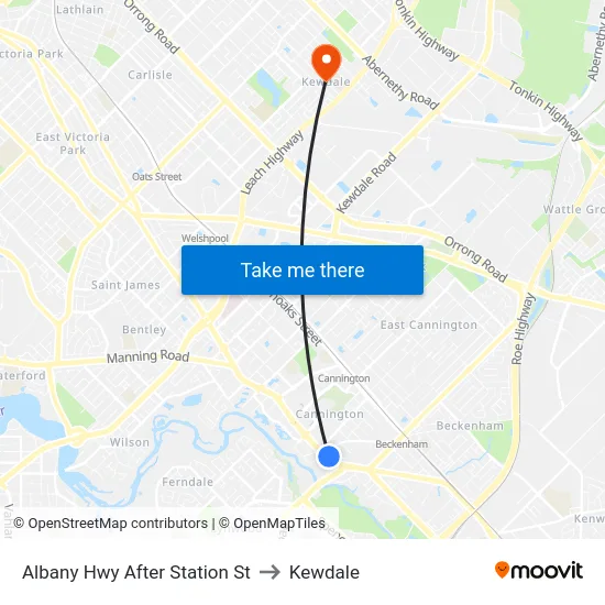 Albany Hwy After Station St to Kewdale map