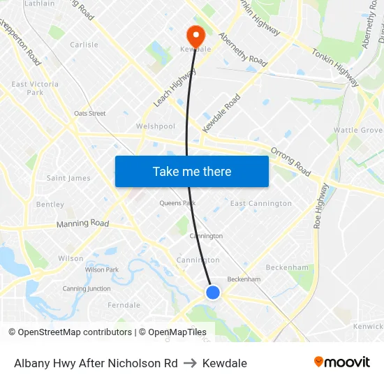 Albany Hwy After Nicholson Rd to Kewdale map