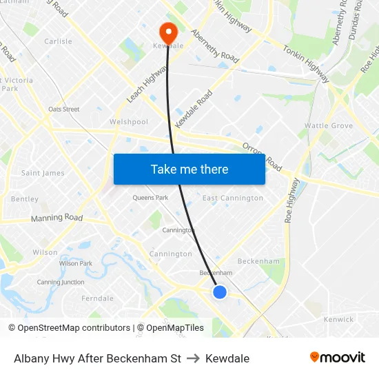 Albany Hwy After Beckenham St to Kewdale map