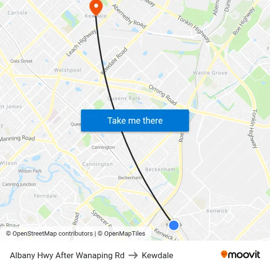 Albany Hwy After Wanaping Rd to Kewdale map