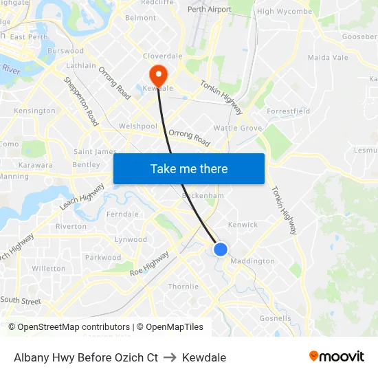 Albany Hwy Before Ozich Ct to Kewdale map