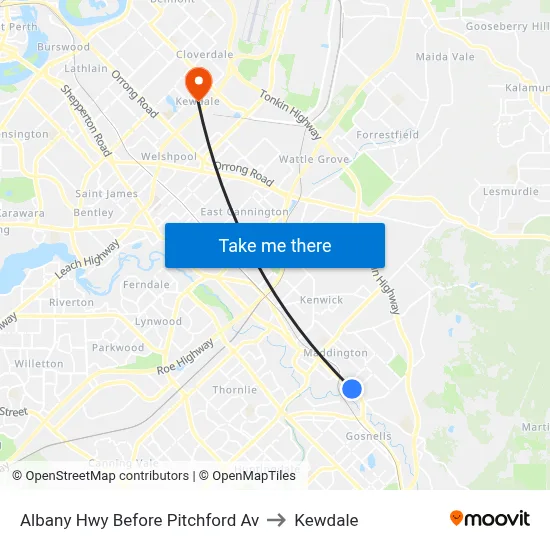 Albany Hwy Before Pitchford Av to Kewdale map