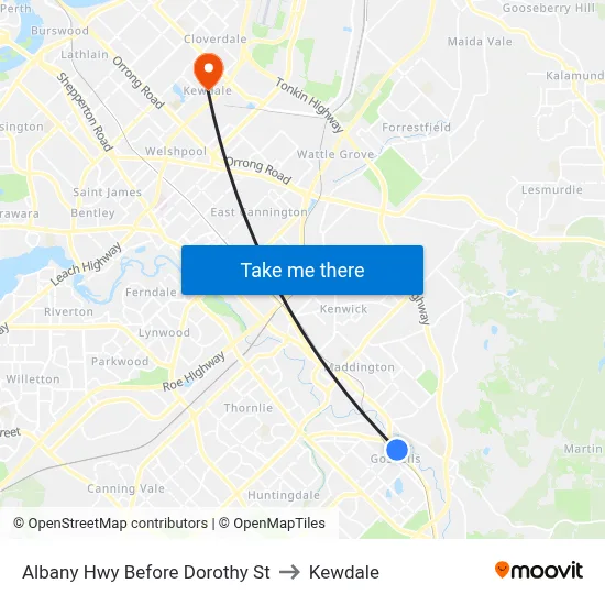 Albany Hwy Before  Dorothy  St to Kewdale map