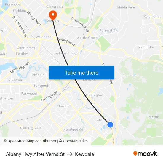 Albany Hwy After Verna St to Kewdale map