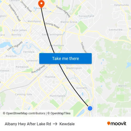 Albany Hwy After Lake Rd to Kewdale map