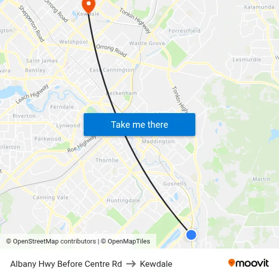 Albany Hwy Before Centre Rd to Kewdale map