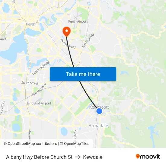 Albany Hwy Before Church St to Kewdale map