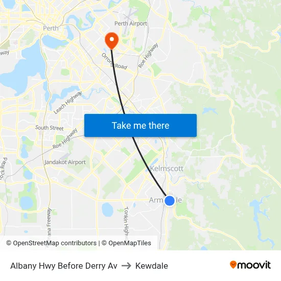 Albany Hwy Before Derry Av to Kewdale map