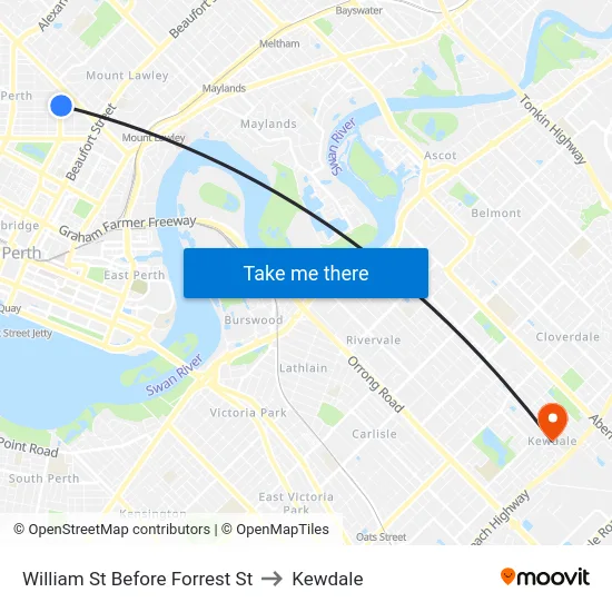 William St Before Forrest St to Kewdale map