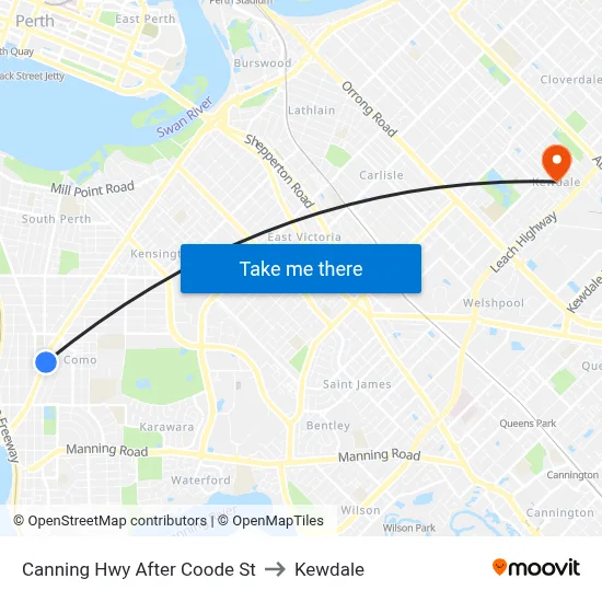 Canning Hwy After Coode St to Kewdale map