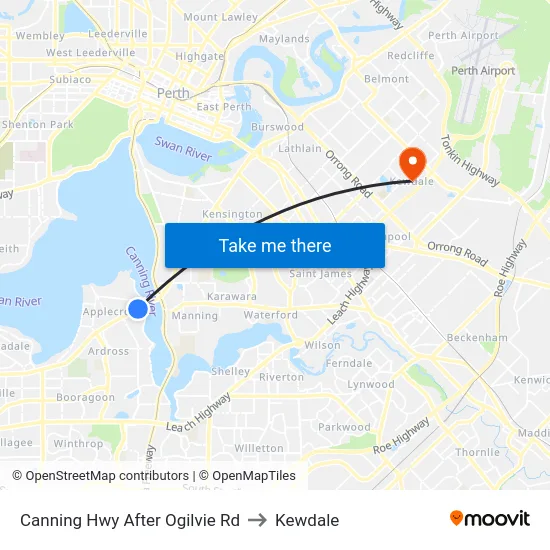 Canning Hwy After Ogilvie Rd to Kewdale map