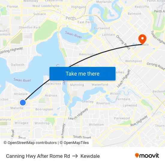 Canning Hwy After Rome Rd to Kewdale map