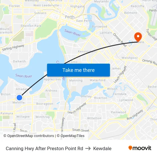 Canning Hwy After Preston Point Rd to Kewdale map