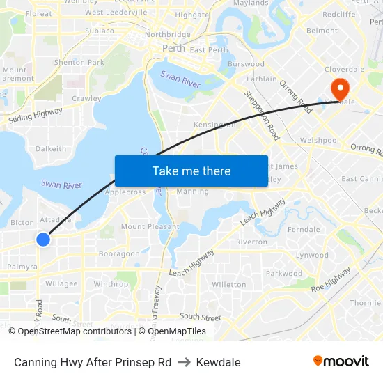 Canning Hwy After Prinsep Rd to Kewdale map