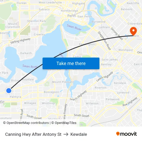 Canning Hwy After Antony St to Kewdale map
