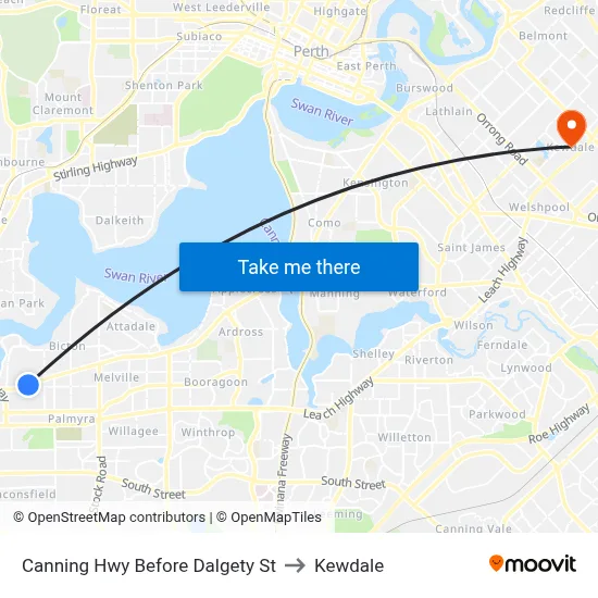 Canning Hwy Before Dalgety St to Kewdale map