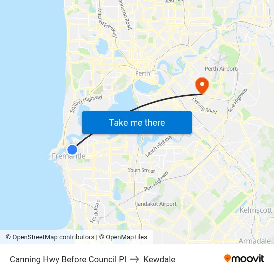 Canning Hwy Before Council Pl to Kewdale map