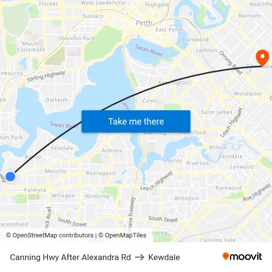 Canning Hwy After Alexandra Rd to Kewdale map