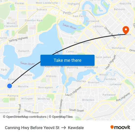 Canning Hwy Before Yeovil St to Kewdale map