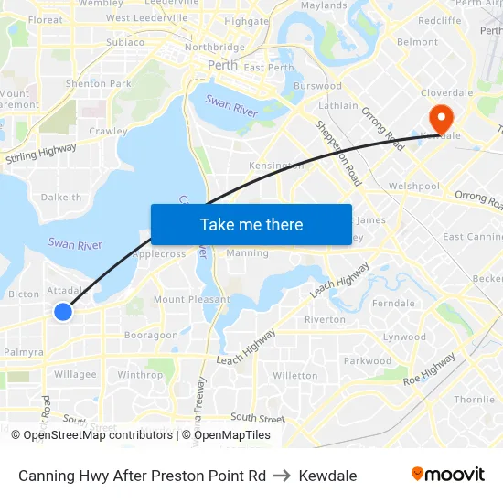 Canning Hwy After Preston Point Rd to Kewdale map