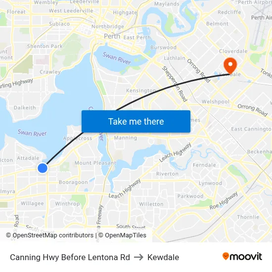 Canning Hwy Before Lentona Rd to Kewdale map