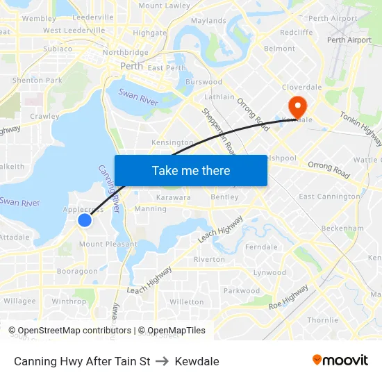 Canning Hwy After Tain St to Kewdale map