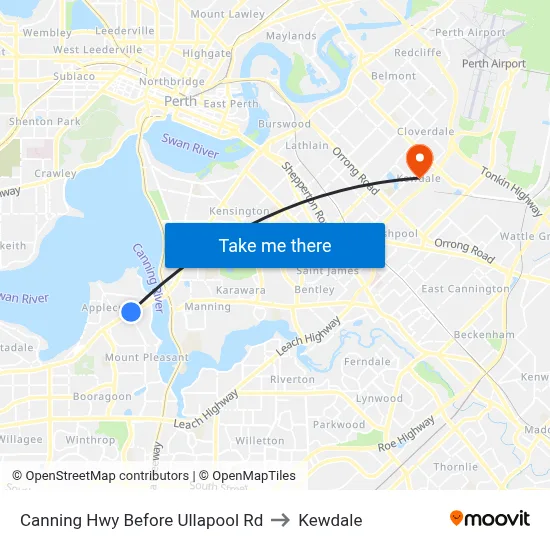 Canning Hwy Before Ullapool Rd to Kewdale map