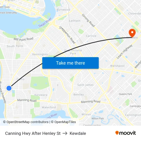 Canning Hwy After Henley St to Kewdale map