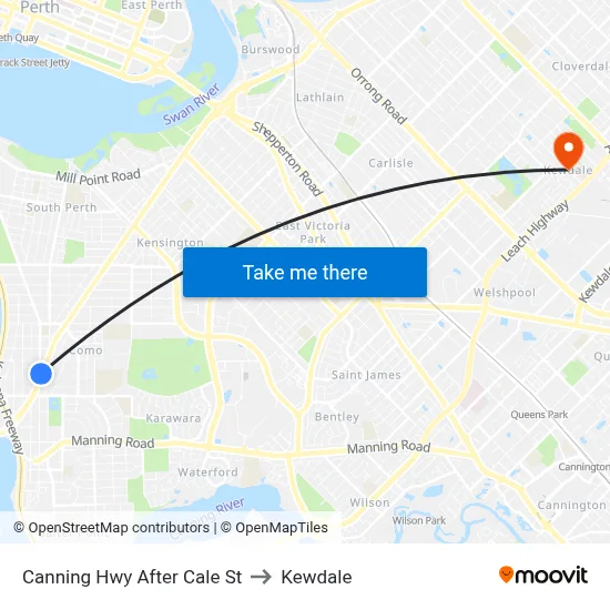 Canning Hwy After Cale St to Kewdale map