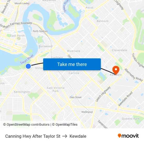 Canning Hwy After Taylor St to Kewdale map