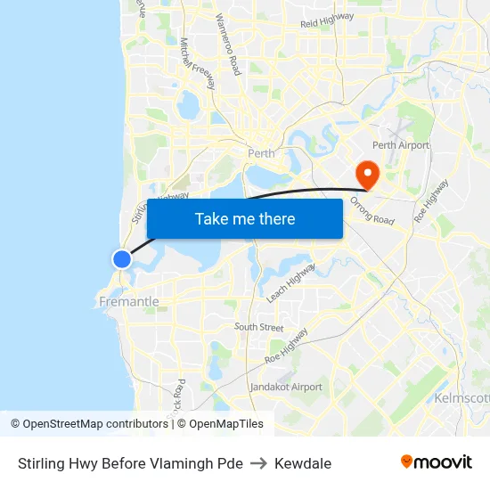 Stirling Hwy Before Vlamingh Pde to Kewdale map