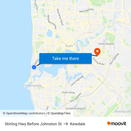 Stirling Hwy Before Johnston St to Kewdale map