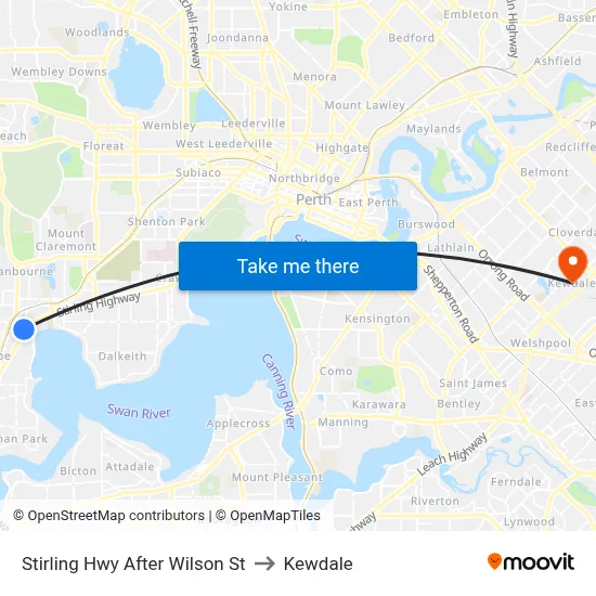 Stirling Hwy After Wilson St to Kewdale map