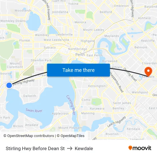 Stirling Hwy Before Dean St to Kewdale map