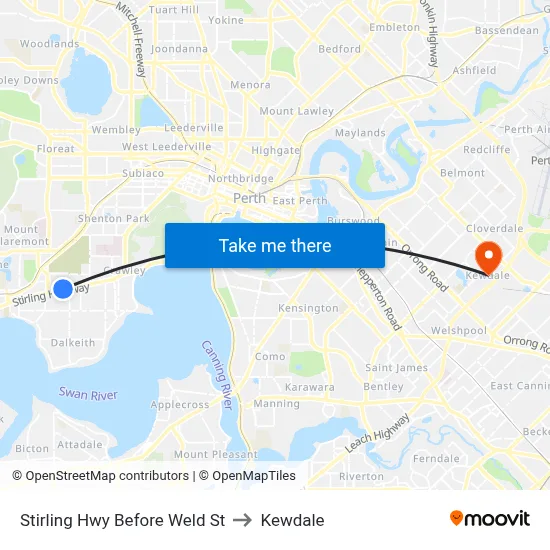 Stirling Hwy Before Weld St to Kewdale map