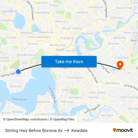 Stirling Hwy Before Boronia Av to Kewdale map