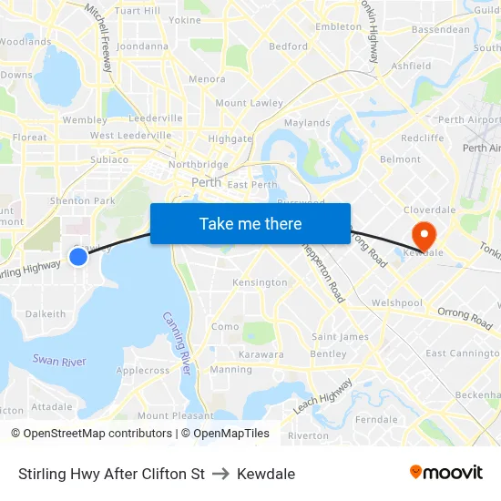Stirling Hwy After Clifton St to Kewdale map