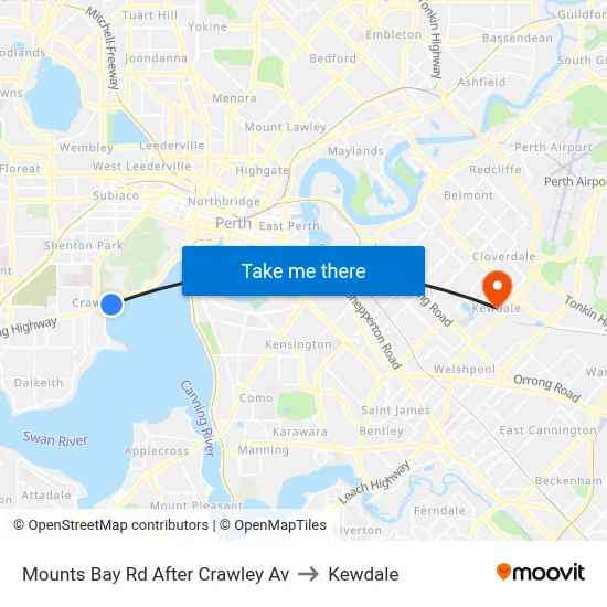 Mounts Bay Rd After Crawley Av to Kewdale map