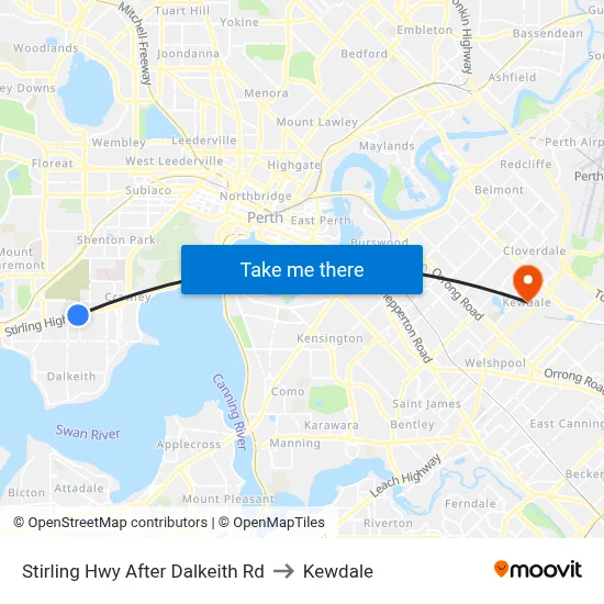 Stirling Hwy After Dalkeith Rd to Kewdale map