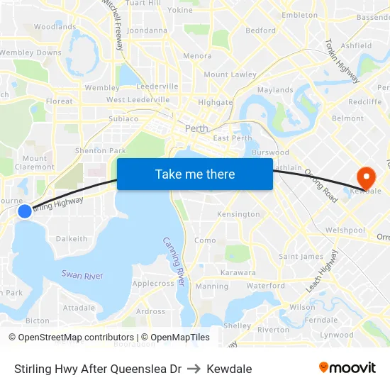 Stirling Hwy After Queenslea Dr to Kewdale map