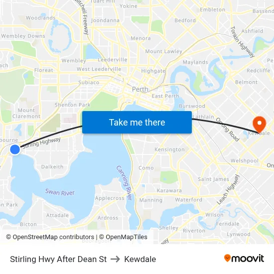 Stirling Hwy After Dean St to Kewdale map