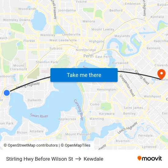 Stirling Hwy Before Wilson St to Kewdale map