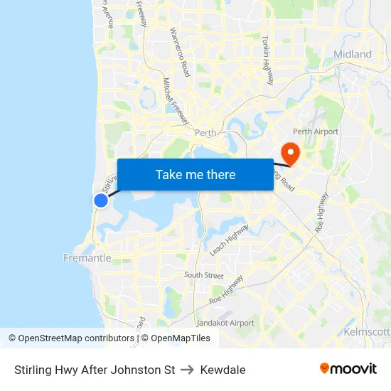 Stirling Hwy After Johnston St to Kewdale map
