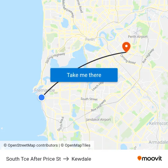South Tce After Price St to Kewdale map