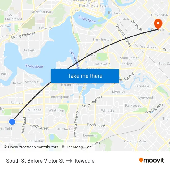 South St Before Victor St to Kewdale map