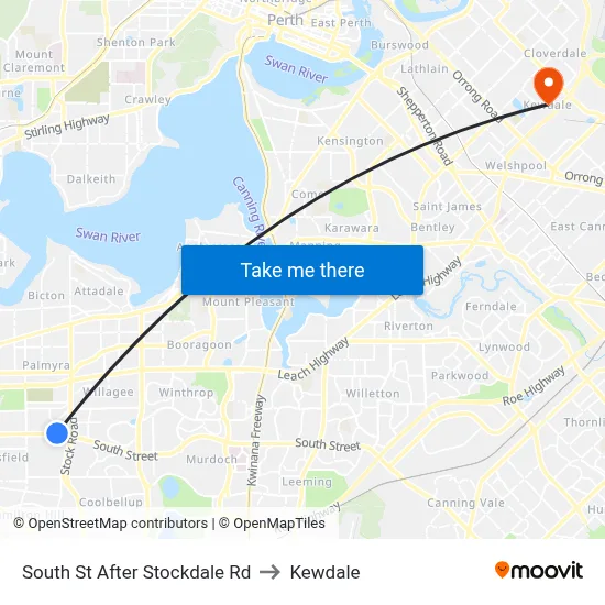 South St After Stockdale Rd to Kewdale map