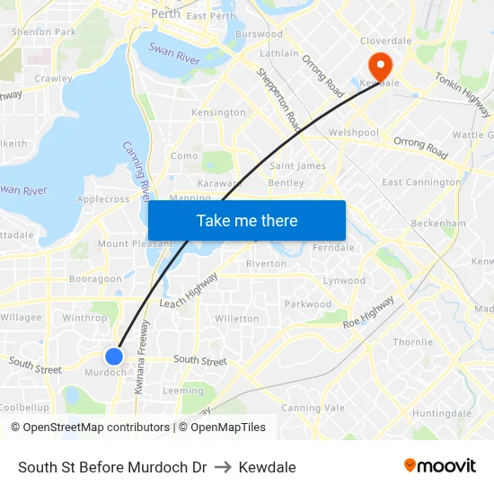 South St Before Murdoch Dr to Kewdale map