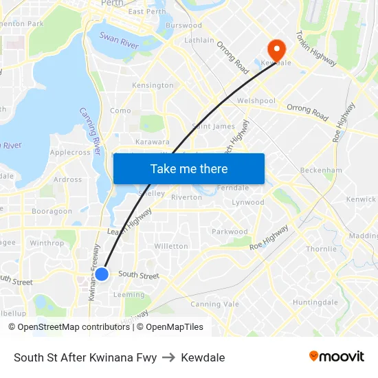 South St After Kwinana Fwy to Kewdale map