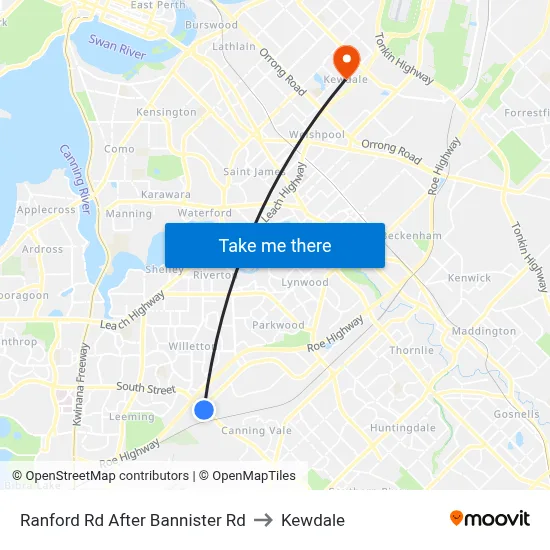 Ranford Rd After Bannister Rd to Kewdale map